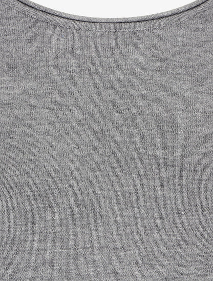 Pull fin en laine mélangée à col rond - Gris - 3