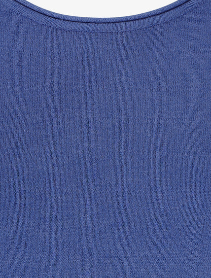 Pull fin en cachemire mélangée à col rond - Bleu - 3