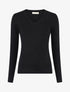 Pull en laine mélangée à col V - Noir - 1