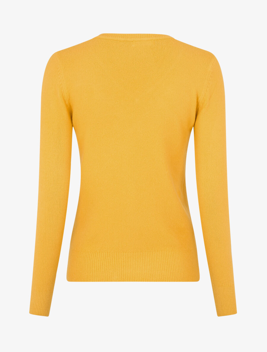 Pull en laine mélangée à col V - Jaune - 2