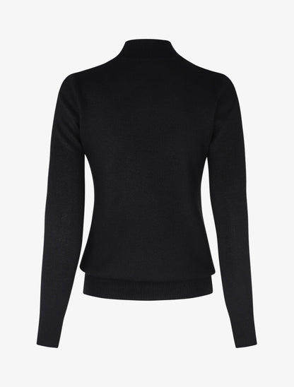 Pull col montant en laine mélangée - Noir - 2