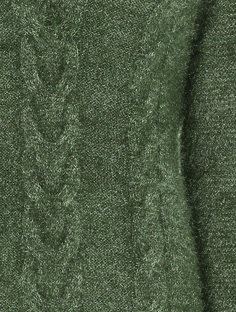 Pull en maille duveteuse tressée - Kaki - 4