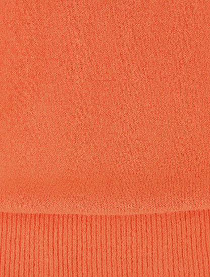 Pull col montant en laine mélangée - Corail - 3