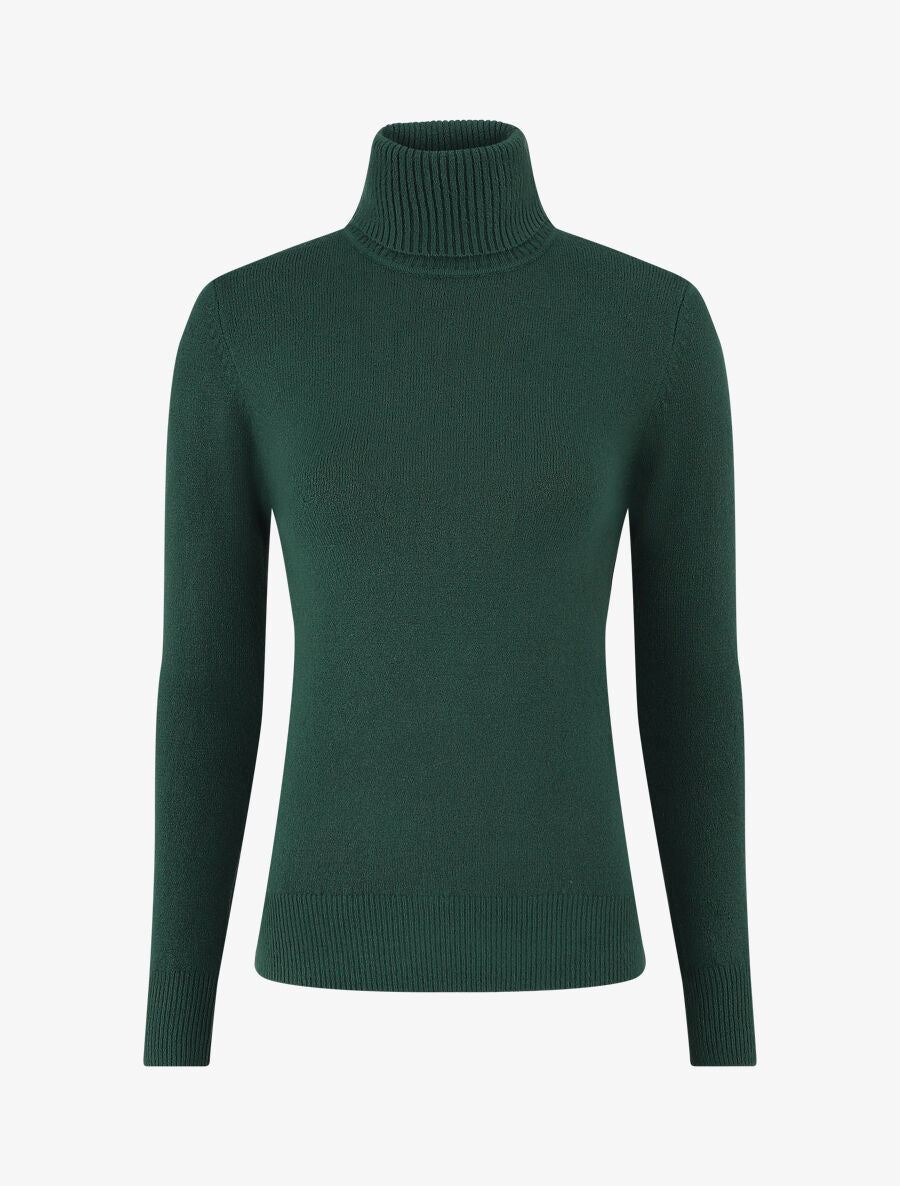 Pull col roulé en cachemire mélangé - Vert bouteille - 1