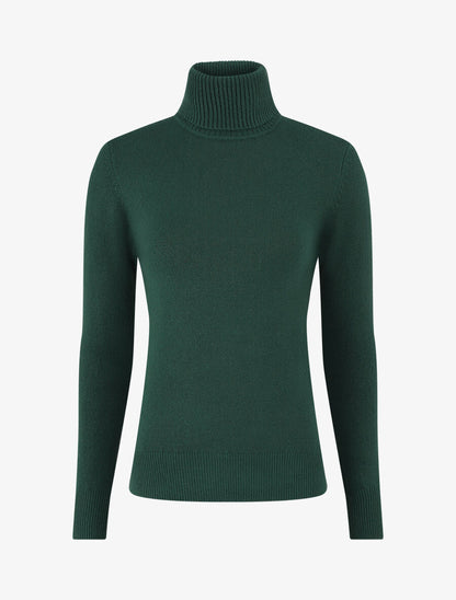 Pull col roulé en cachemire mélangé - Vert bouteille - 1