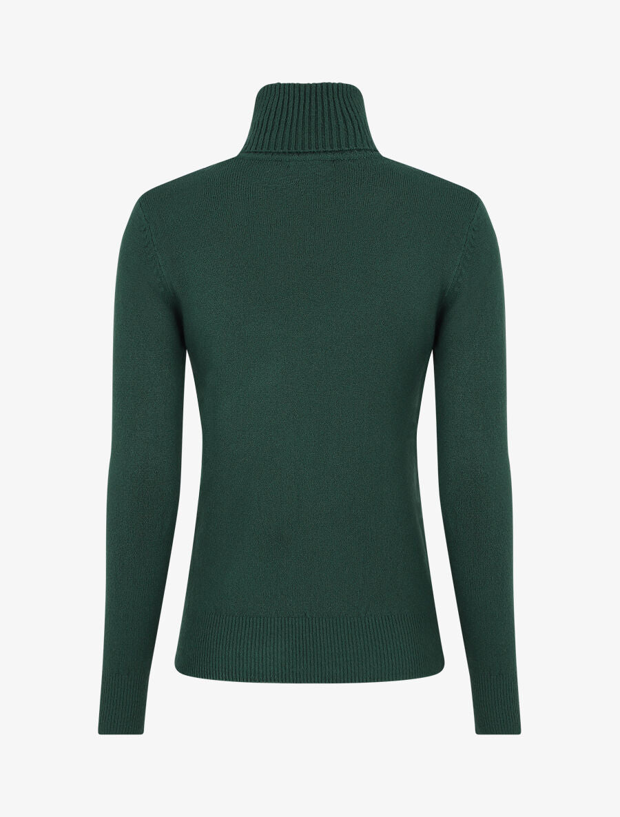 Pull col roulé en cachemire mélangé - Vert bouteille - 2