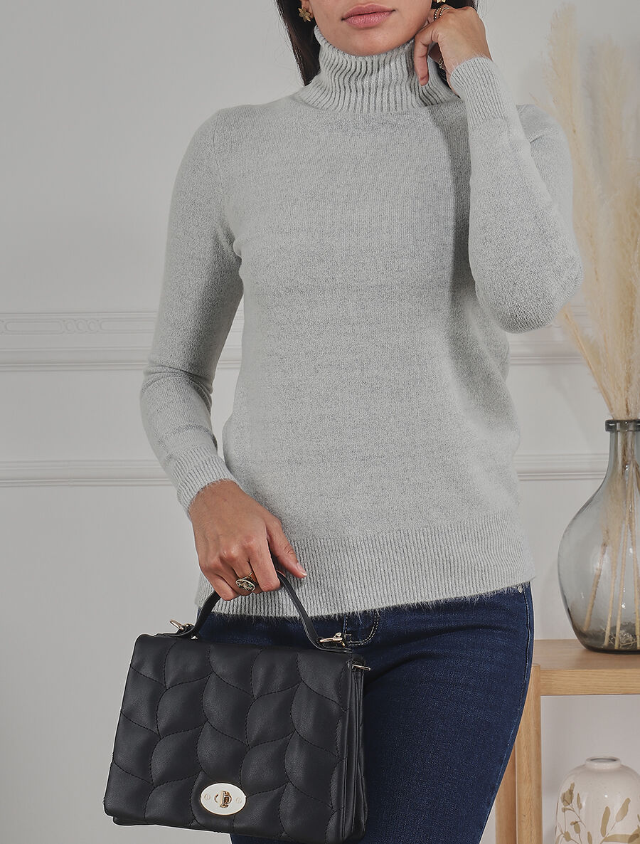 Pull col roulé en cachemire mélangé - Gris clair - 4