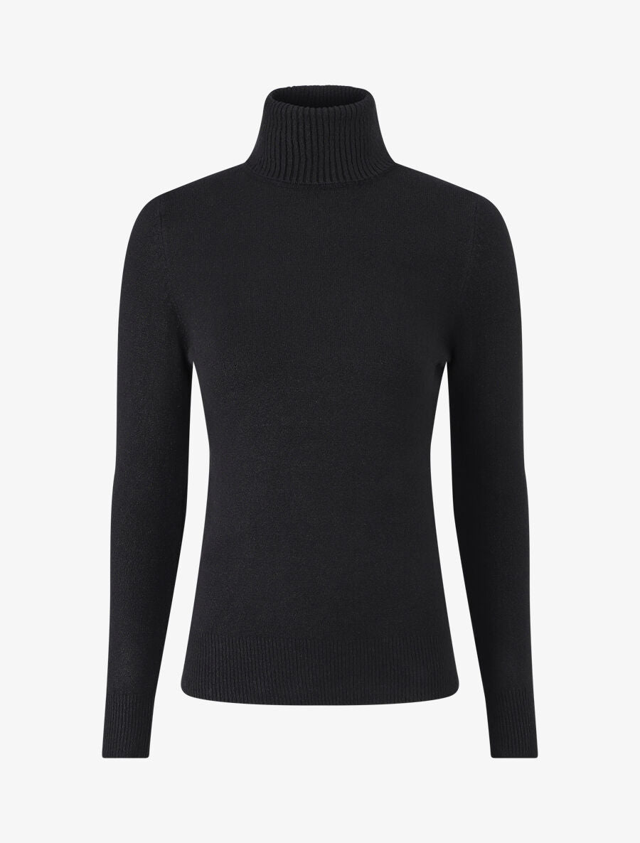 Pull col roulé en laine mélangée - Noir - 1