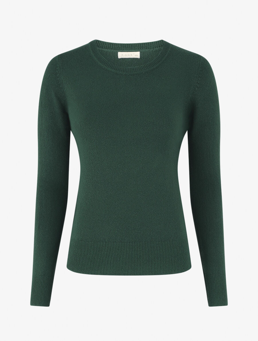 Pull col rond en cachemire mélangé - Vert bouteille - 1