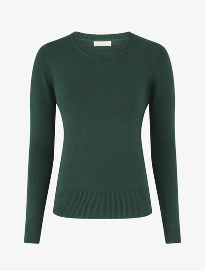 Pull col rond en cachemire mélangé - Vert bouteille - 1