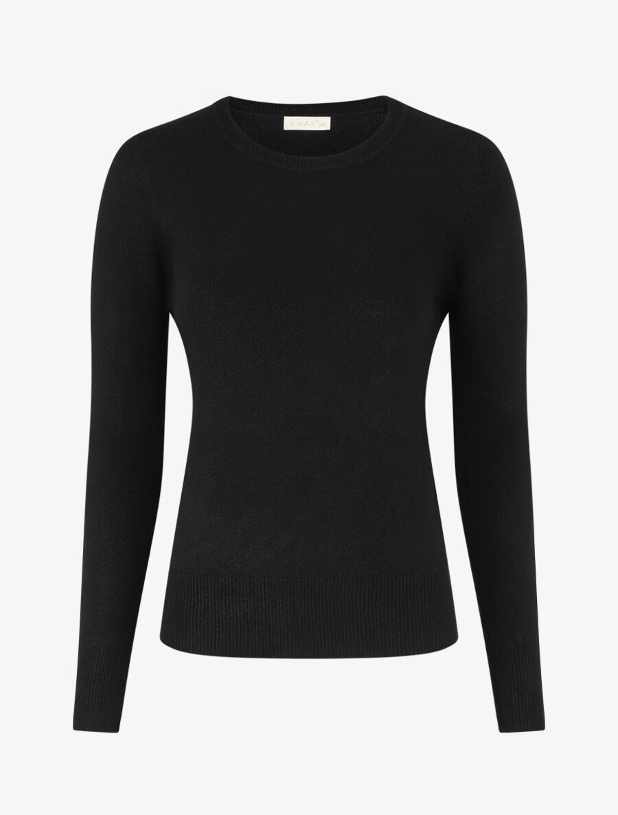 Pull col rond en cachemire mélangé - Noir - 4