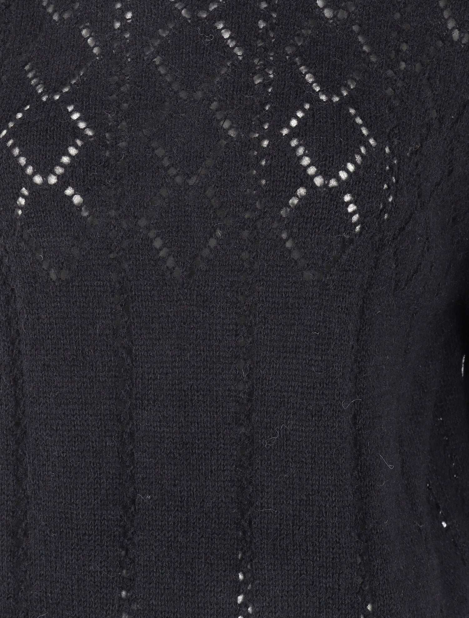 Pull à col rond en maille ajourée - Noir - 3
