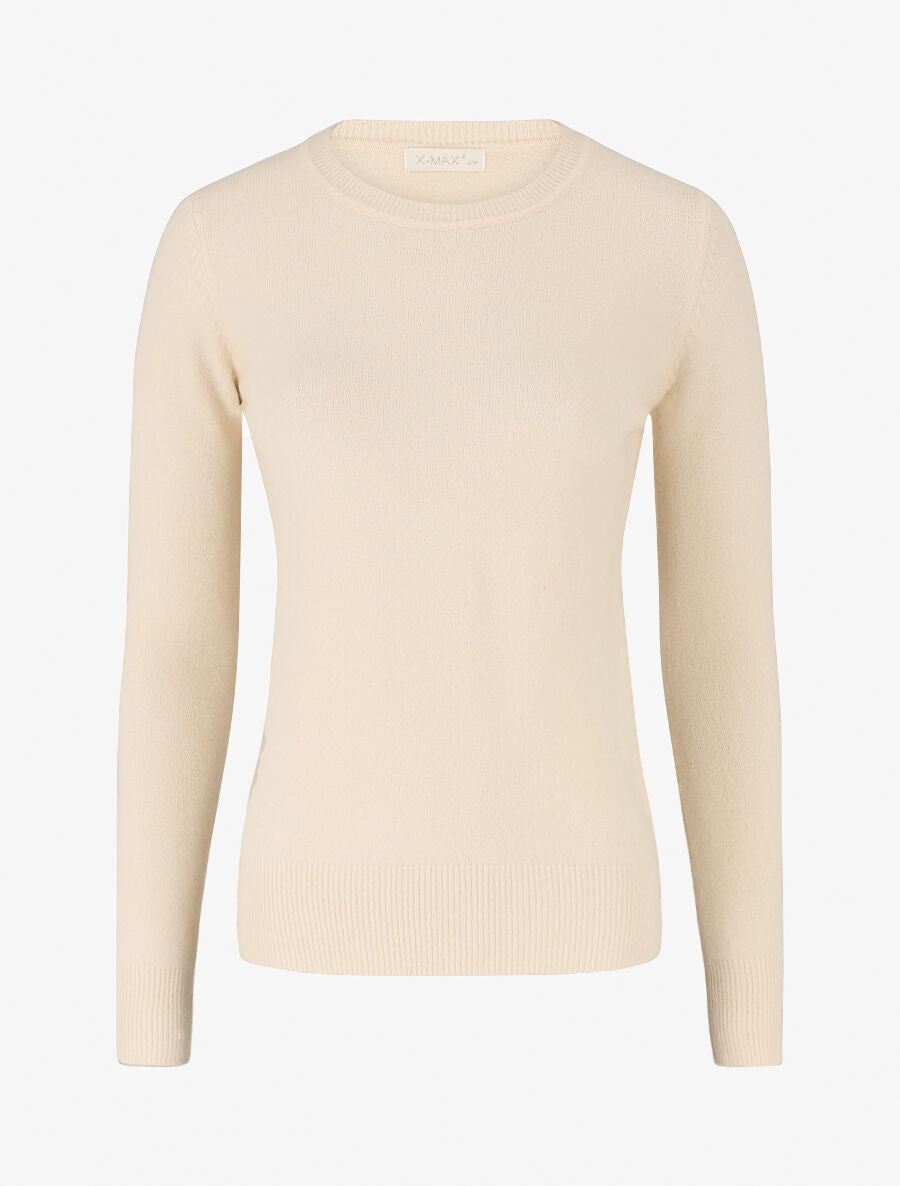Pull col rond en laine mélangée - Beige - 1