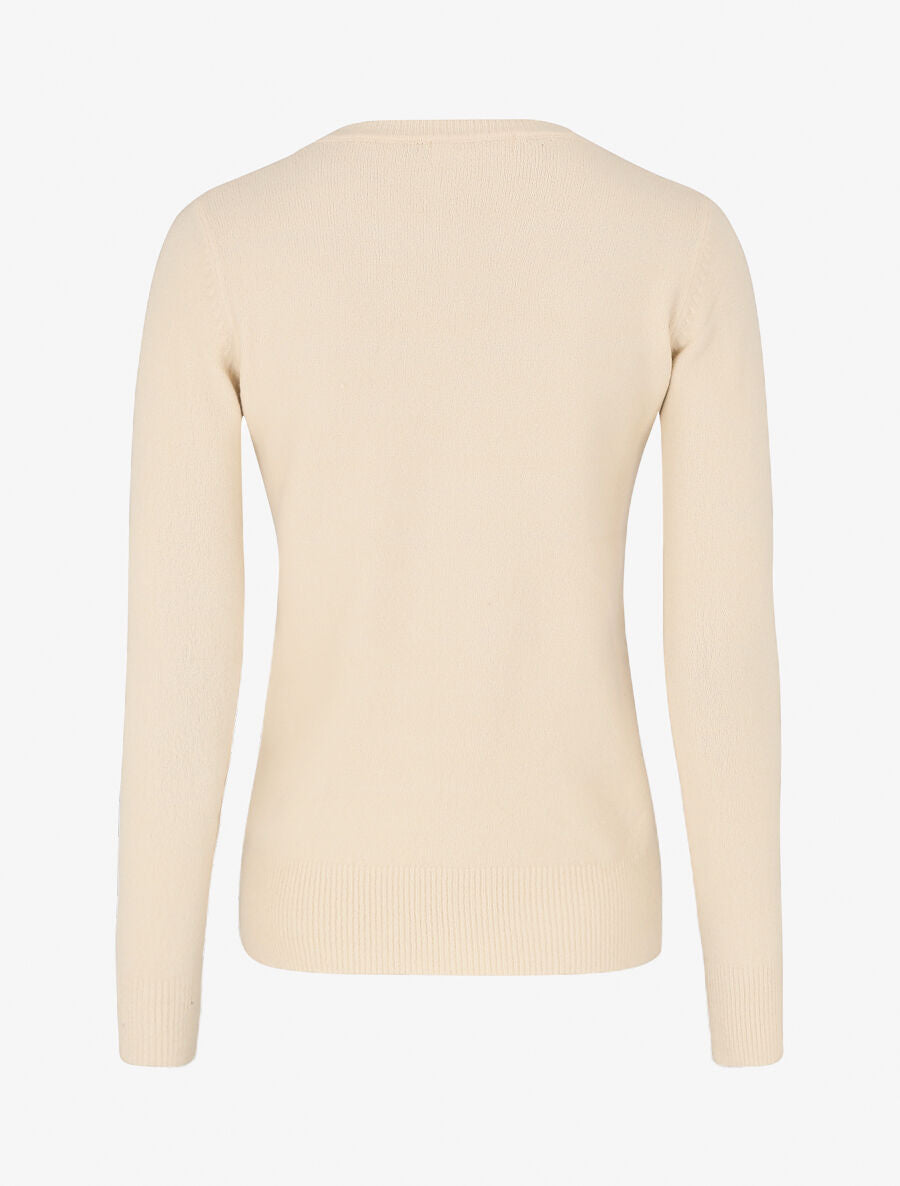 Pull col rond en laine mélangée - Beige - 2