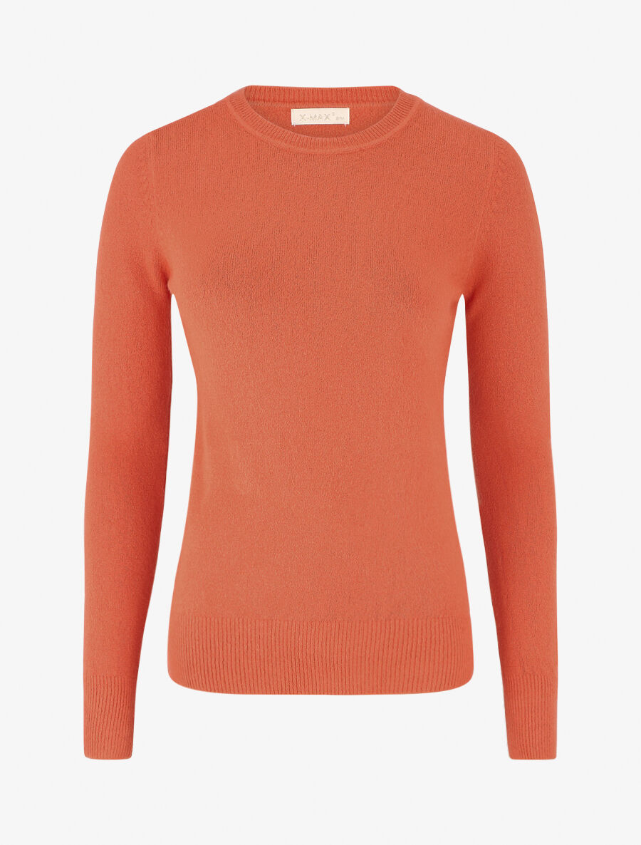 Pull col rond en laine mélangée - Corail - 1