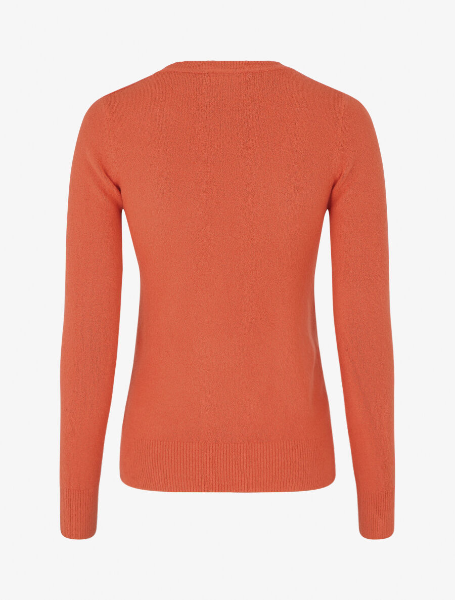 Pull col rond en laine mélangée - Corail - 2