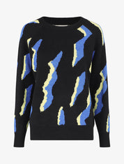 Pull en laine mélangée imprimé vintage - Noir - 1