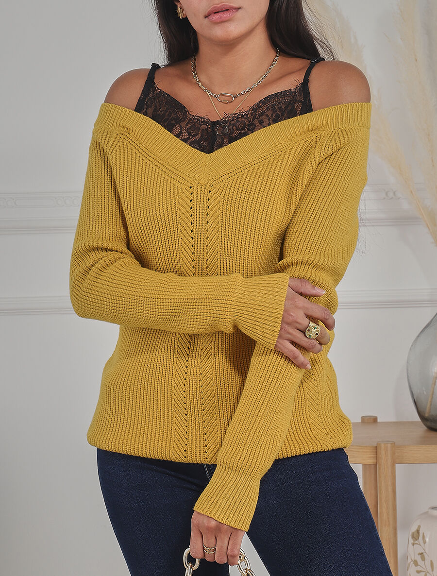 Pull col bardot et débardeur trompe l&
