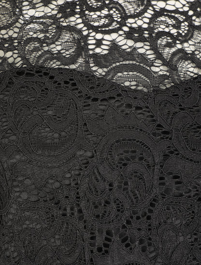 Combishort à manches courtes et dentelle - Noir - 3