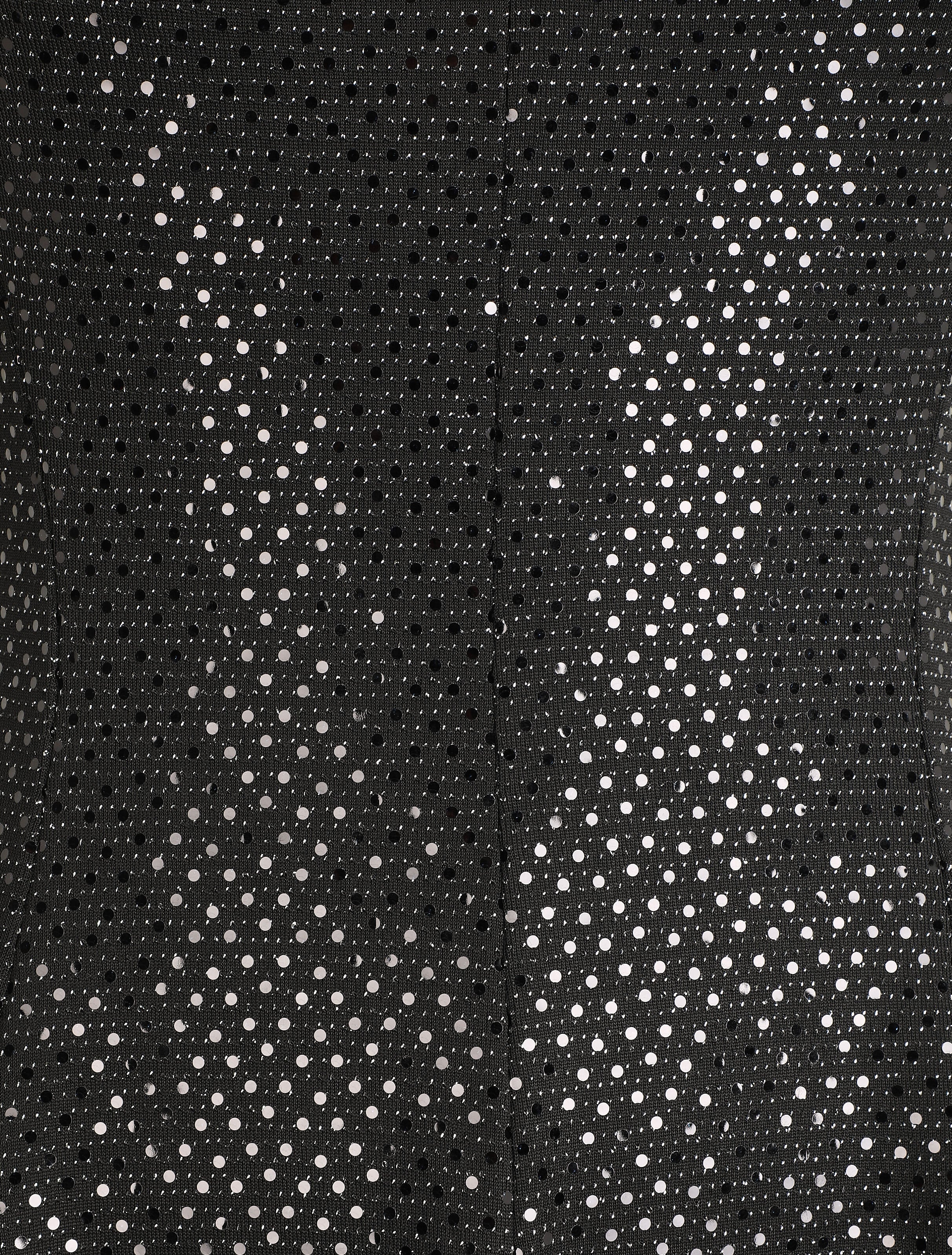 Robe patineuse pailletée à col V - Noir - 3