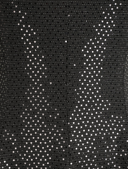 Robe patineuse pailletée à col V - Noir - 3