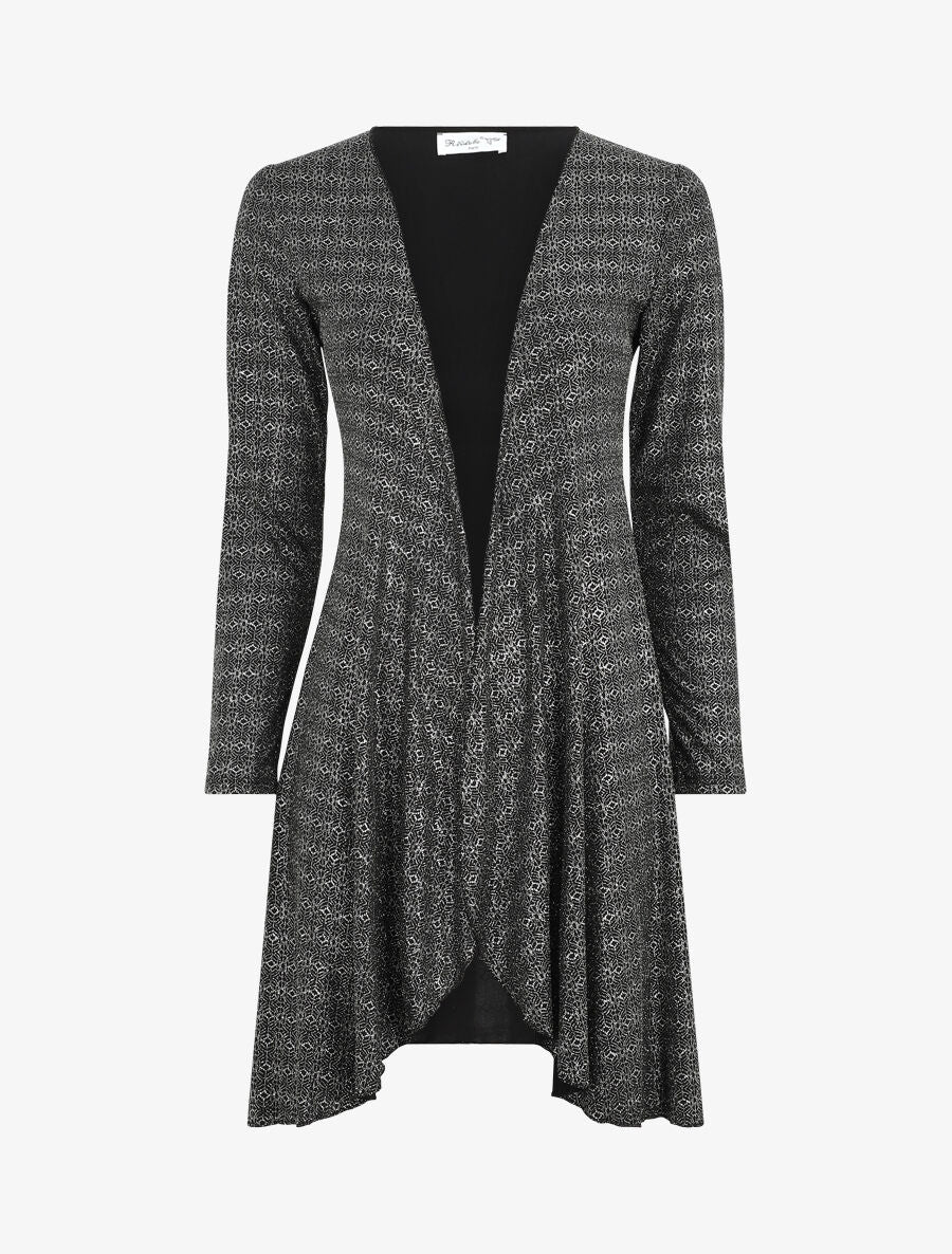 Gilet mi-long à paillettes - Noir - 1