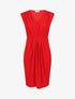 Robe droite effet drapé à col V - Rouge - 5