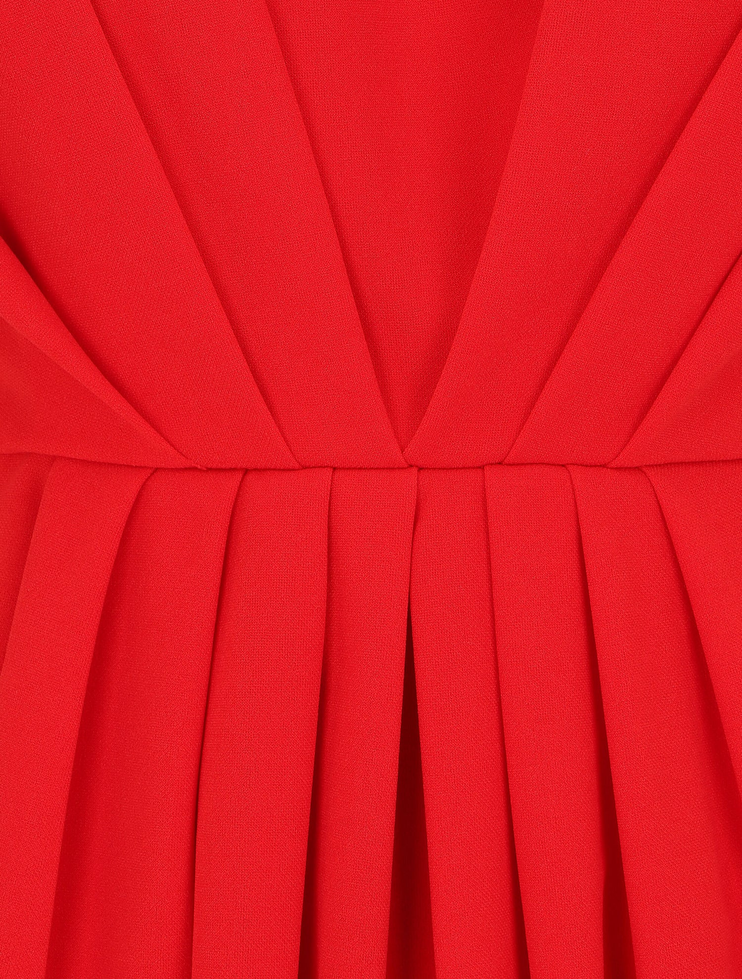 Robe droite effet drapé à col V - Rouge - 3