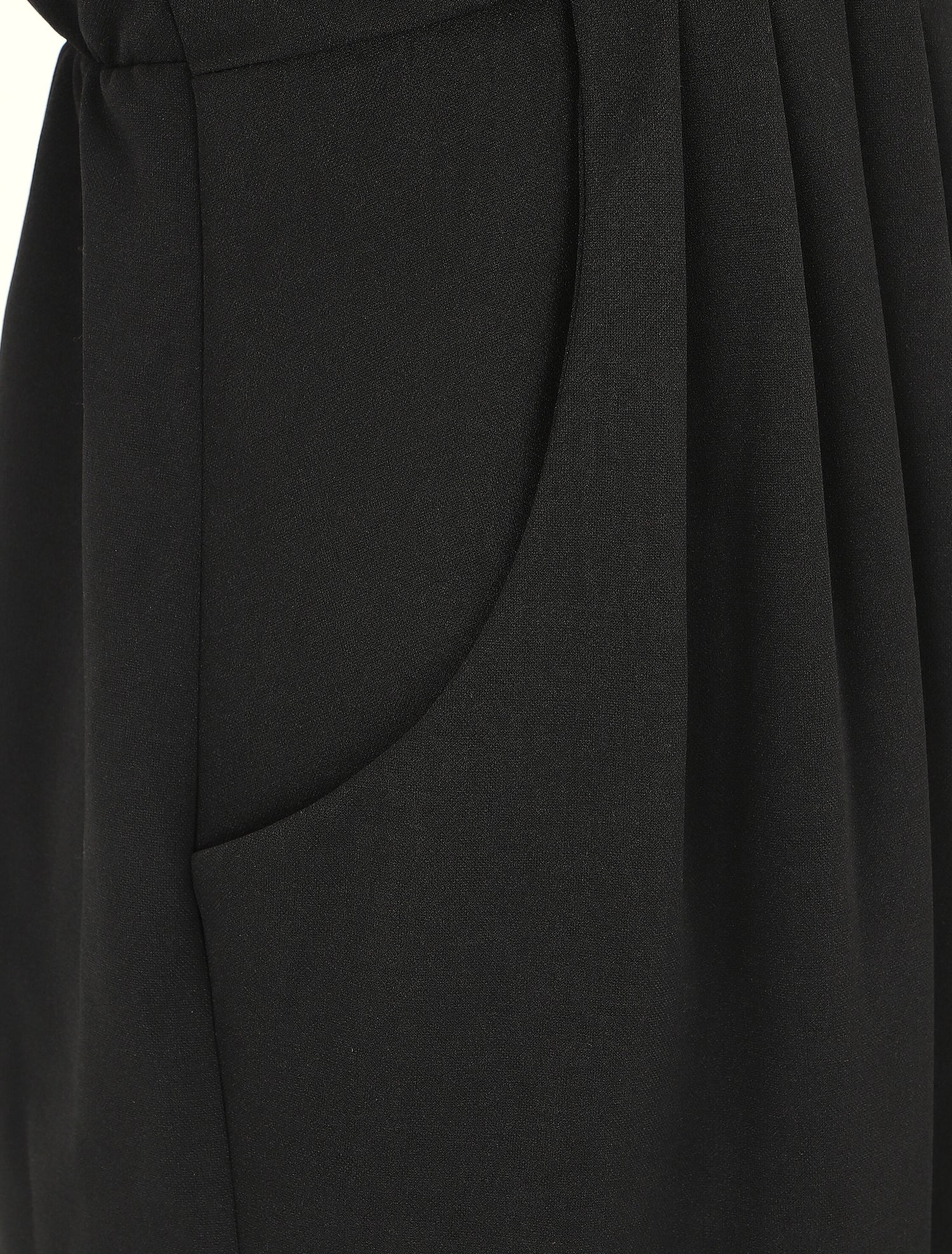 Robe droite effet drapé à col V - Noir - 3