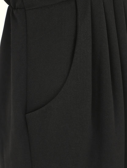 Robe droite effet drapé à col V - Noir - 3