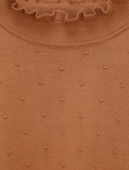 Pull à col montant volanté - Camel - 3