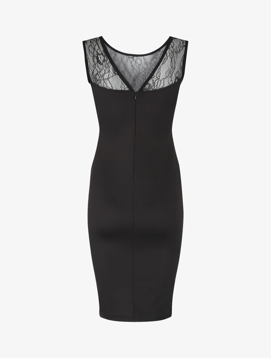 Robe moulante à buste en dentelle - Noir - 2
