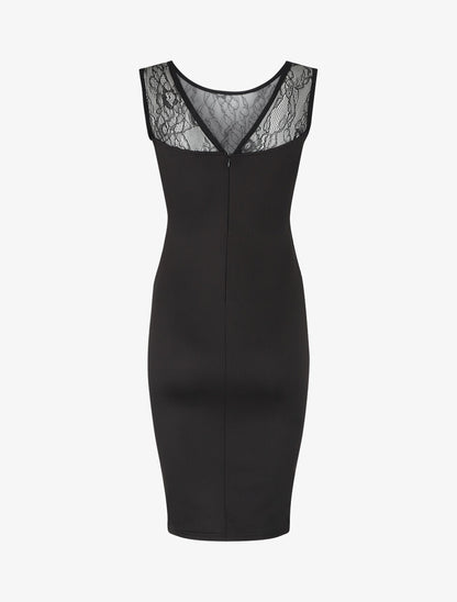 Robe moulante à buste en dentelle - Noir - 2