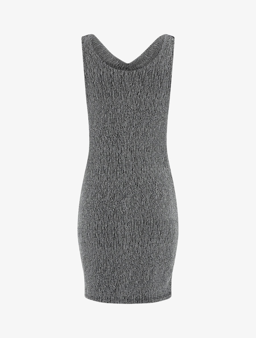 Robe moulante pailletée à col bénitier - Argent - 2