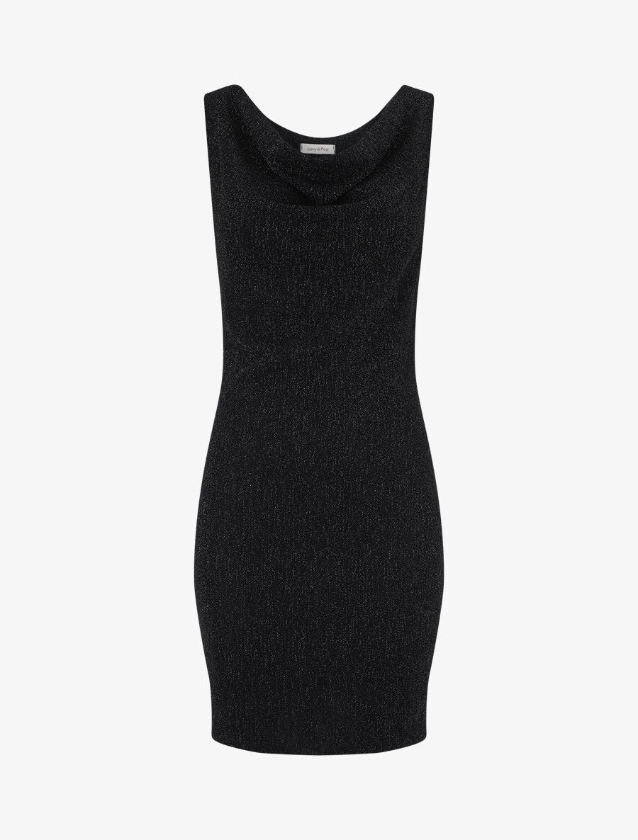 Robe moulante pailletée à col bénitier - Noir - 1