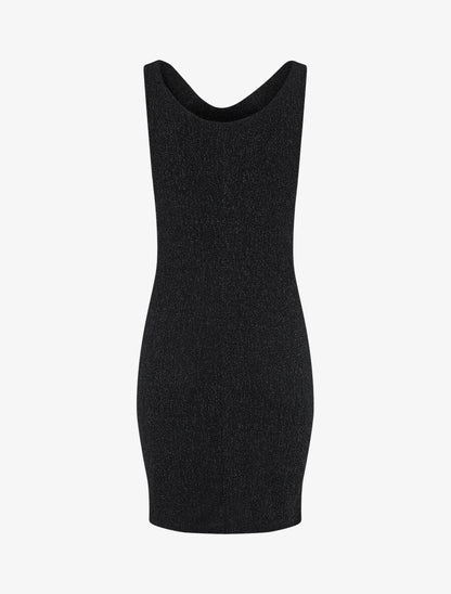 Robe moulante pailletée à col bénitier - Noir - 2