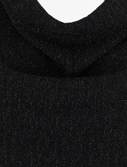 Robe moulante pailletée à col bénitier - Noir - 3