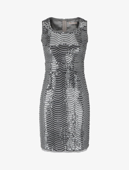 Robe mi-longue à sequins coupe moulante - Gris - 5