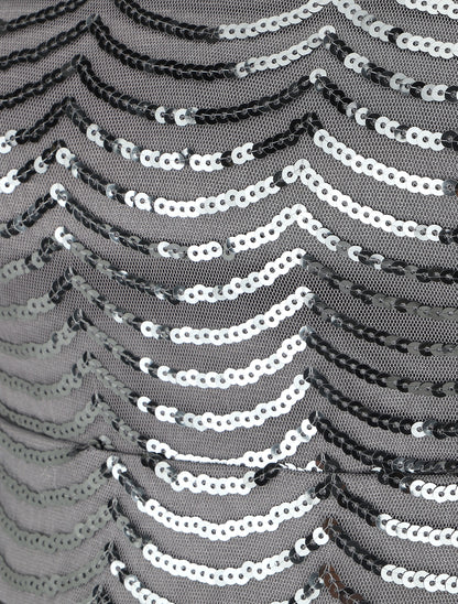 Robe mi-longue à sequins coupe moulante - Gris - 3
