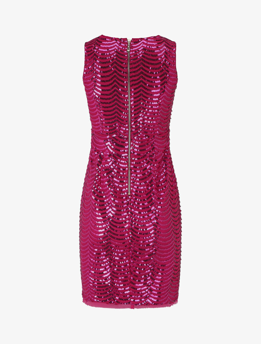 Robe mi-longue à sequins coupe moulante - Fushia - 2