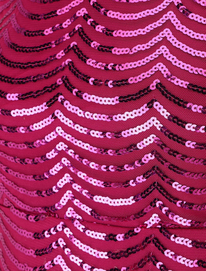 Robe mi-longue à sequins coupe moulante - Fushia - 3