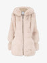 Manteau zippé en simili et fausse fourrure - Beige - 4