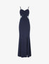 Robe longue fendue et ajourée - Marine - 1