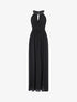 Robe longue à col américain orné de strass - Noir - 1