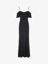 Robe longue à col V volanté - Noir - 5