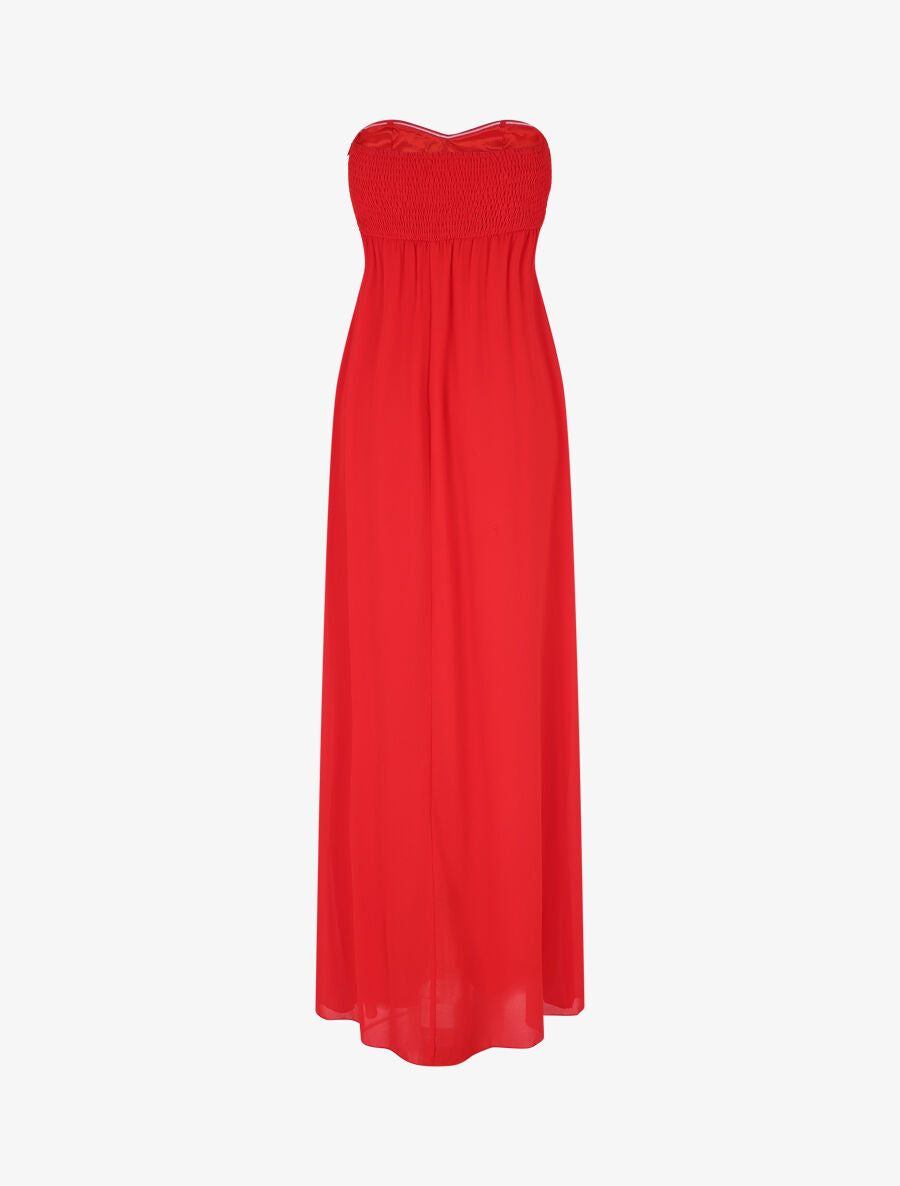 Robe longue à détail strass - Rouge - 2