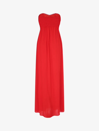 Robe longue à détail strass - Rouge - 2