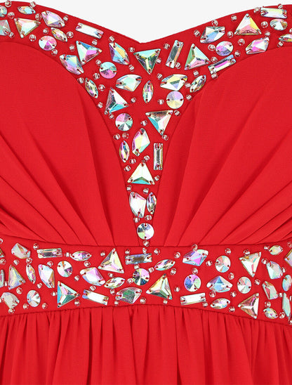 Robe longue à détail strass - Rouge - 3