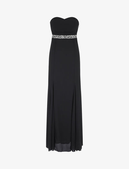 Robe bustier évasée à sequins - Noir - 1