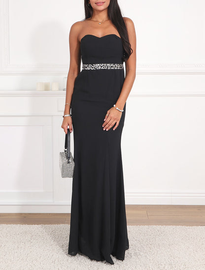 Robe bustier évasée à sequins - Noir - 4